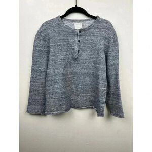 Billy Reid Heathered Gray Wool Henley Sweater - size XL